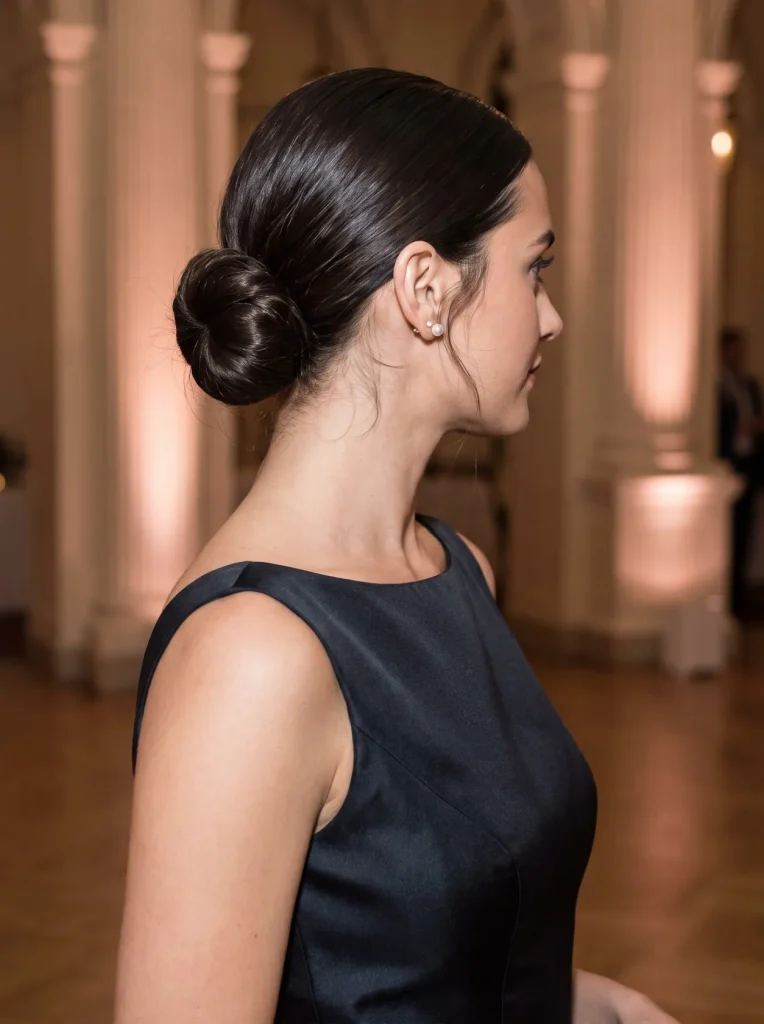 Bateau Neckline Polished Low Bun