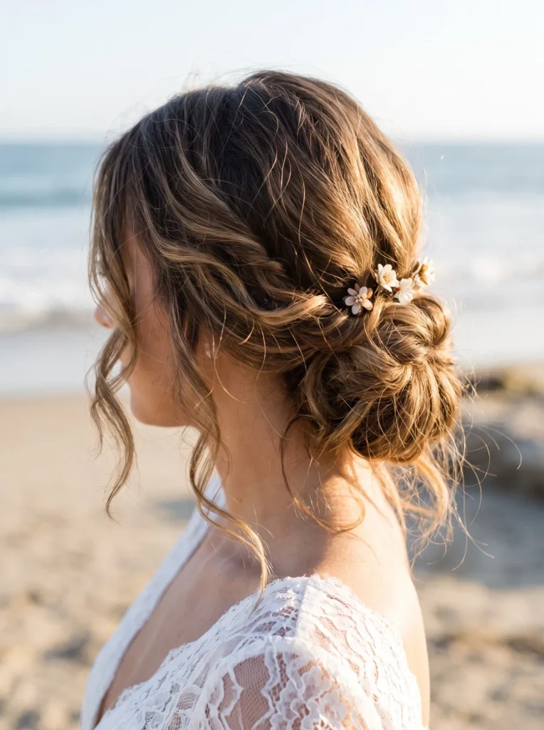 Beachy Textured Medium Hair Updo