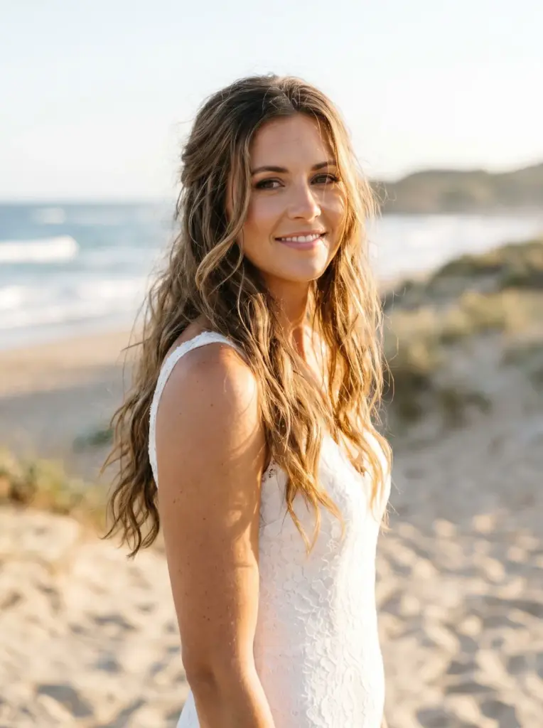Beachy Waves For Brunette Brides