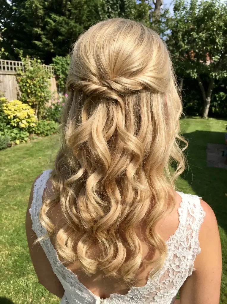 Blonde Half Up Half Down Curls