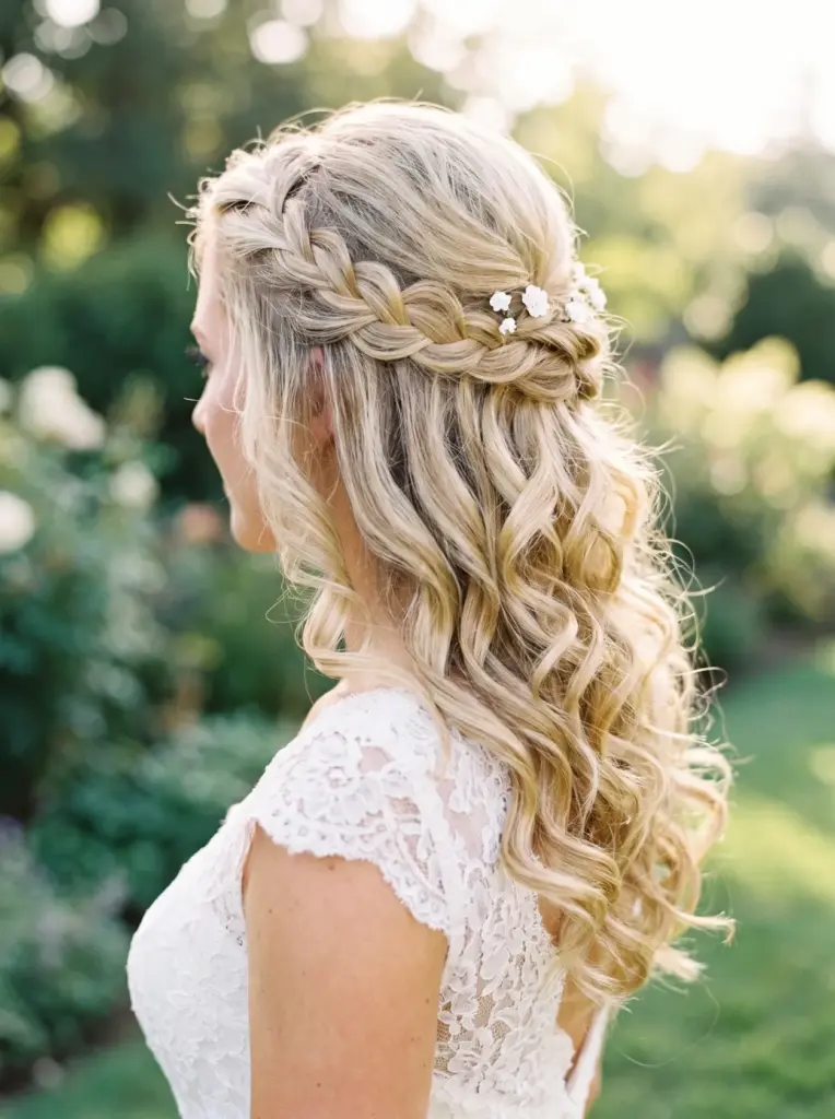 Blonde Half Up With Side Braid