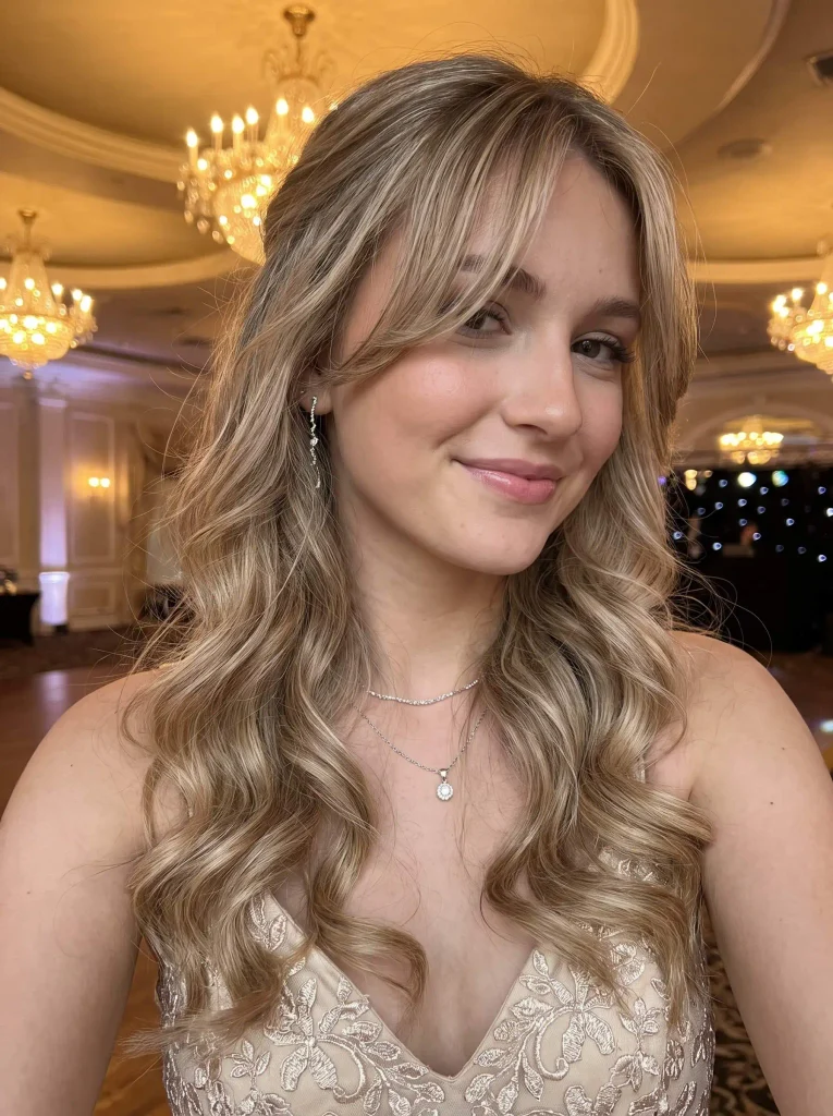 Blonde Prom Hair Curtain Bangs