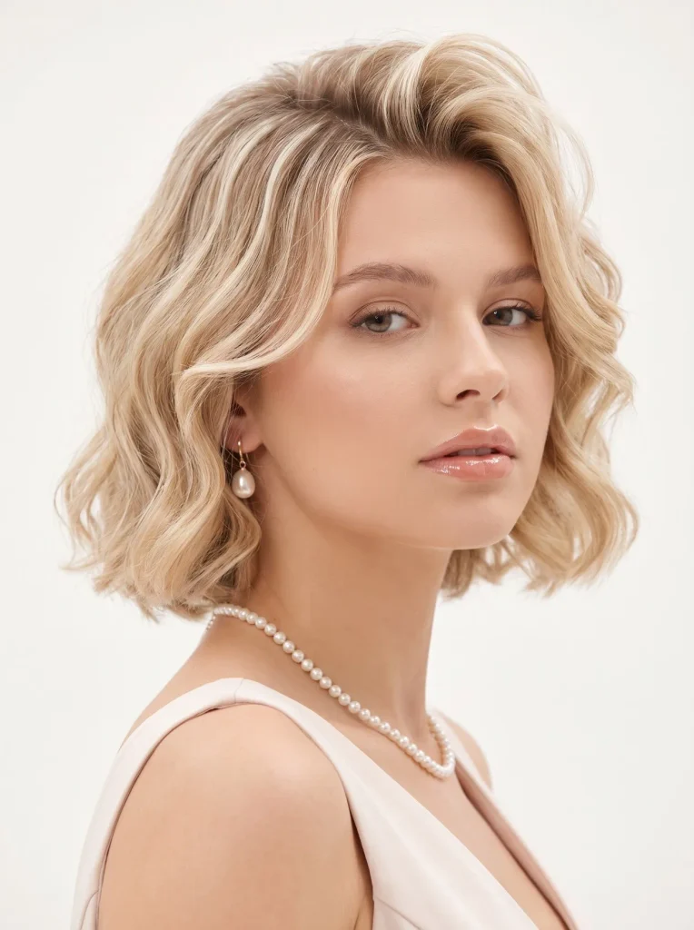 Blonde Short Prom Soft Waves