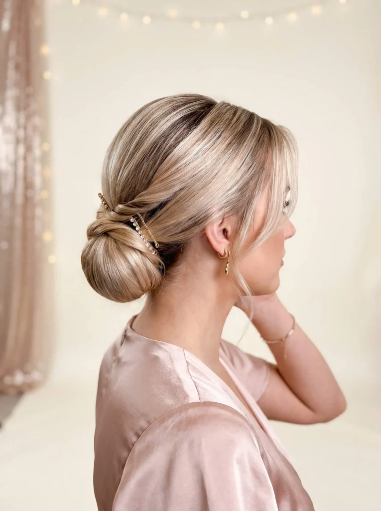 Blonde Sleek Low Bun Prom