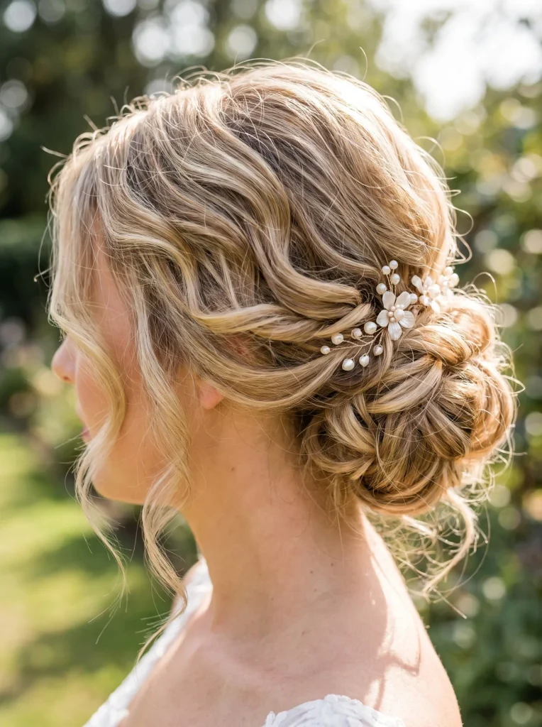Blonde Textured Wedding Updo
