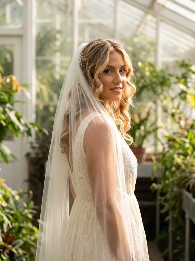 Blonde Waves Down With a Veil