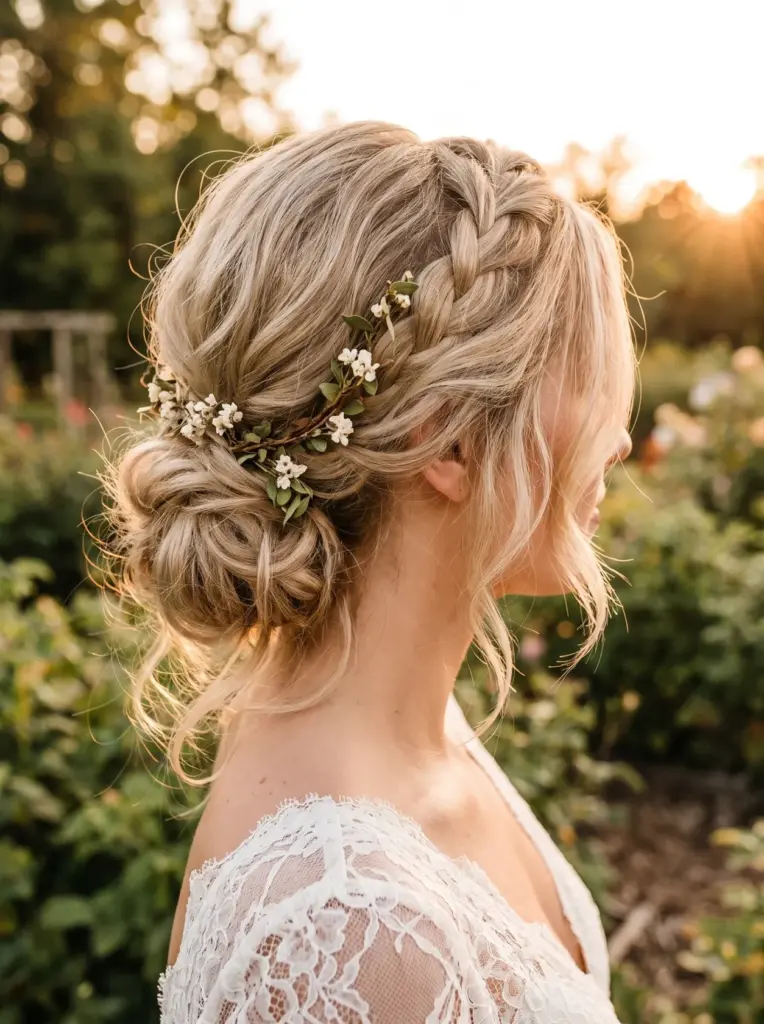 Boho Low Bun Wedding Hairstyle