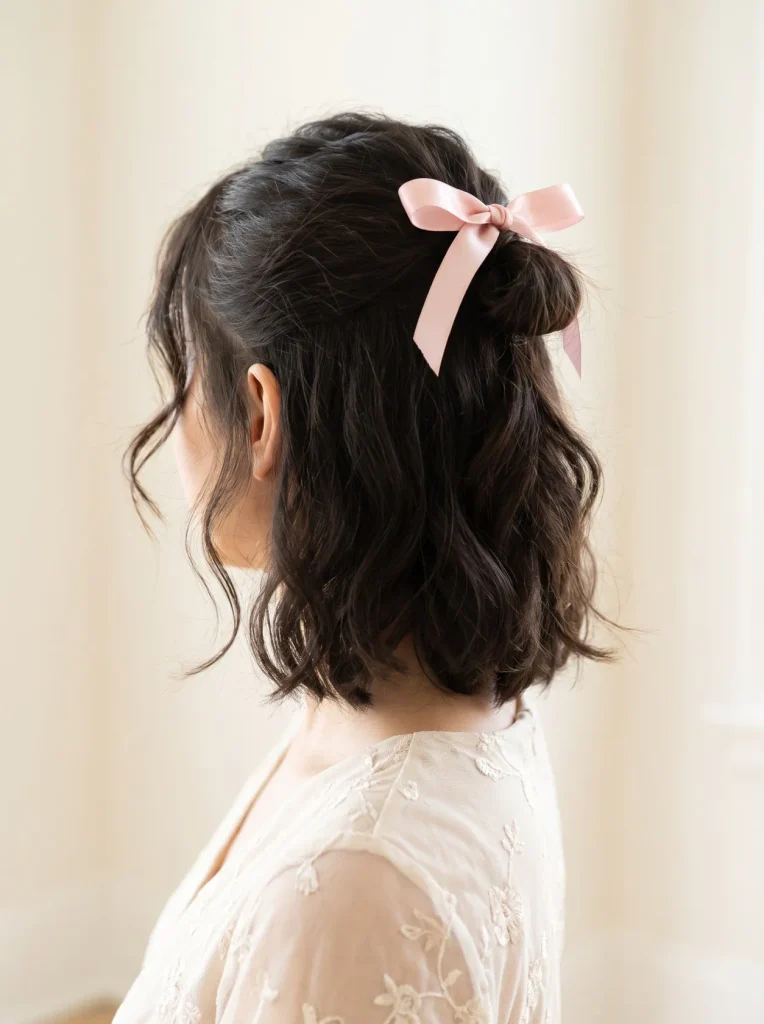 Bow Accent Short Prom Hair