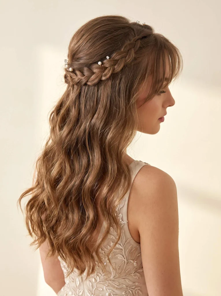 Braided Half Up Curtain Bangs