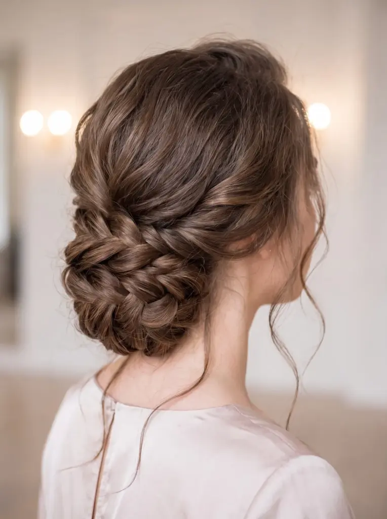 Braided Low Bun Prom Updo