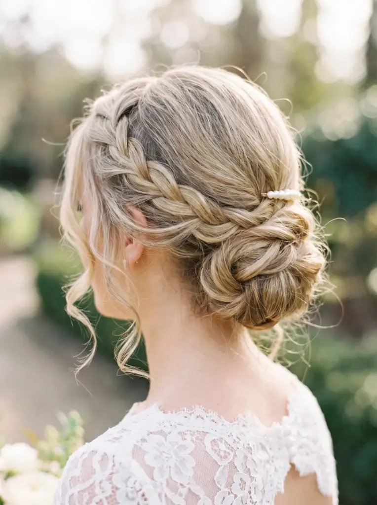 Braided Low Bun Wedding Hair