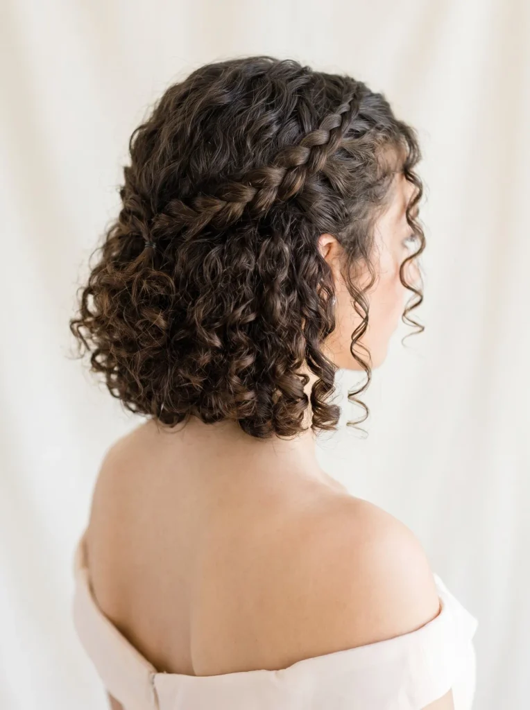Braided Short Curly Prom Hair