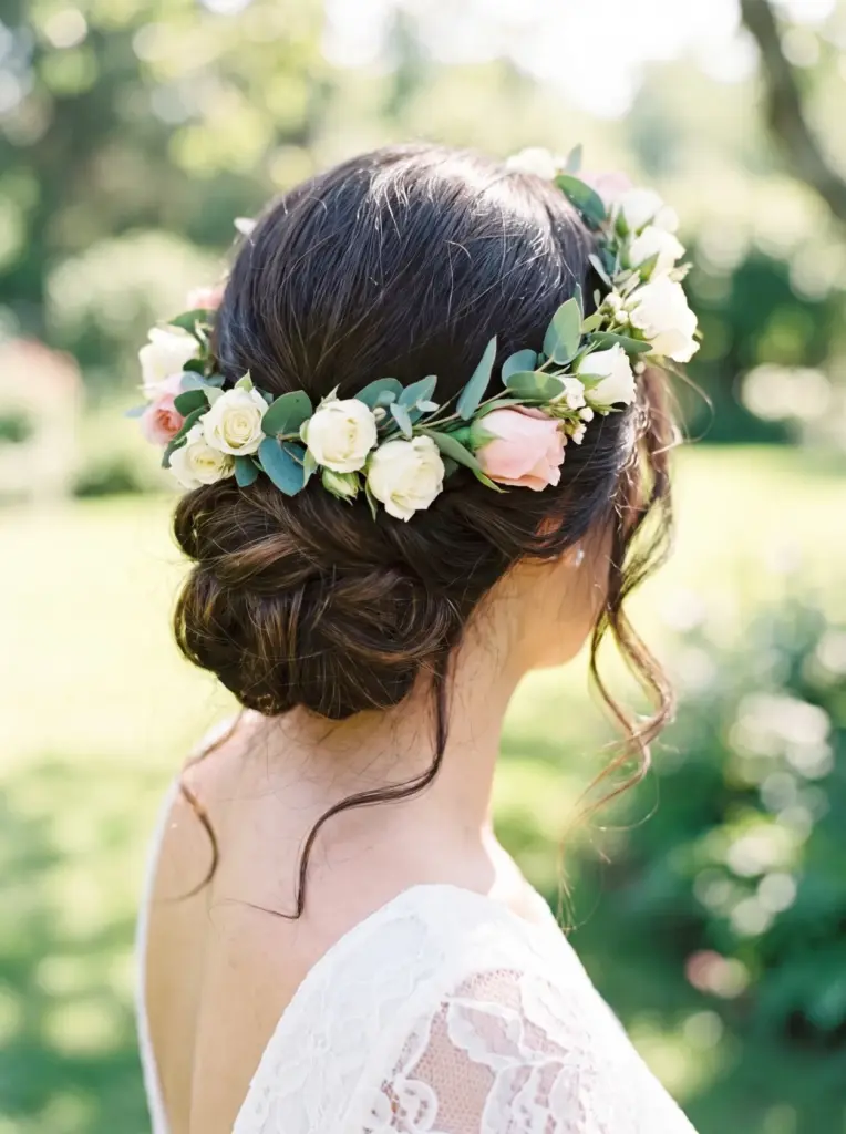Bridal Hair With Flower Crown