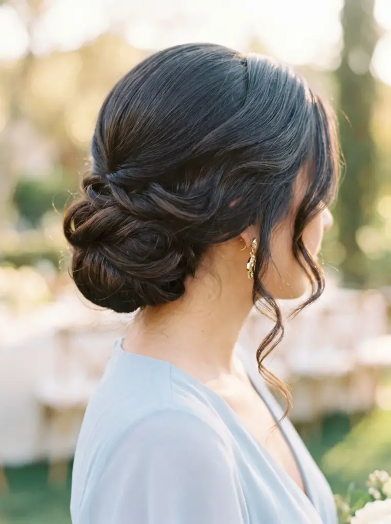 Bridesmaid Low Bun Wedding Hairstyle