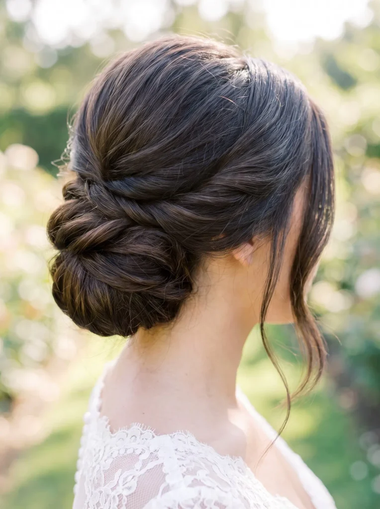 Brunette Low Bun Bridal Style