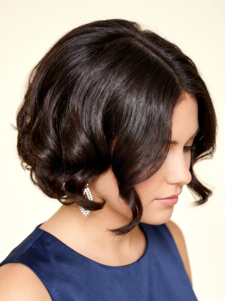 Brunette Short Prom Glossy Curls