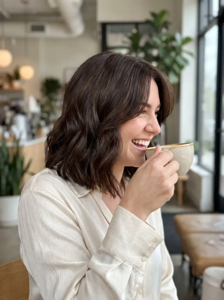 Brunette Wavy Bob With Soft Layers