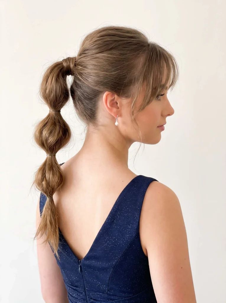 Bubble Ponytail With Curtain Bangs