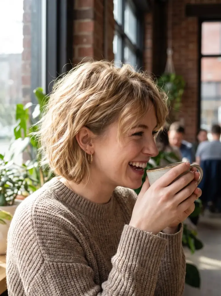 Choppy Wavy Bob For Fine Hair