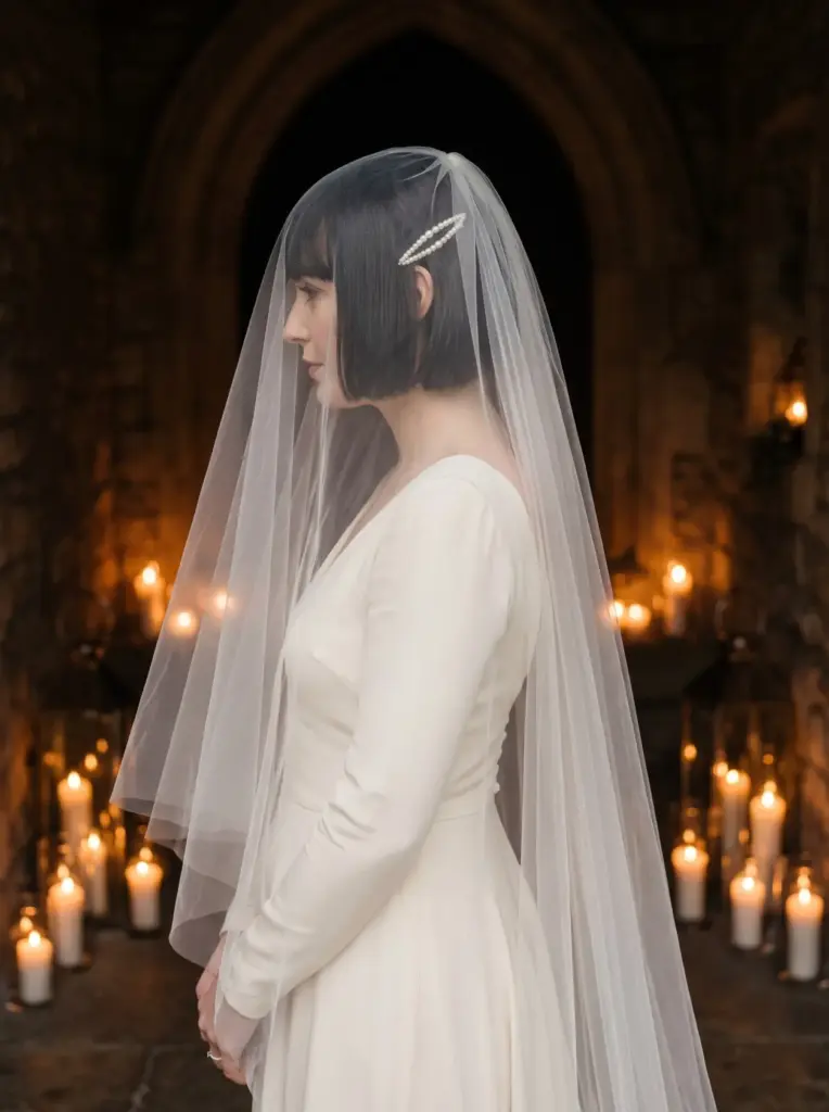 Classic Blunt Bob With Veil