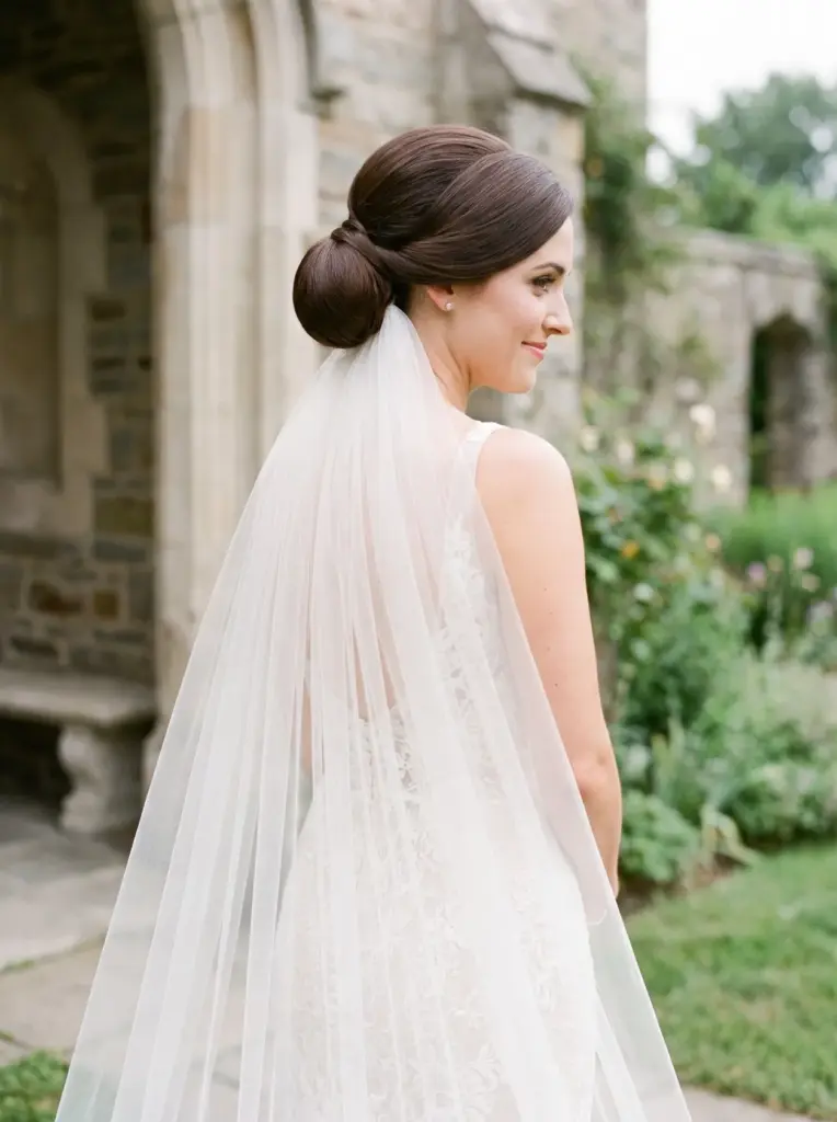 Classic Bridal Updo With Veil
