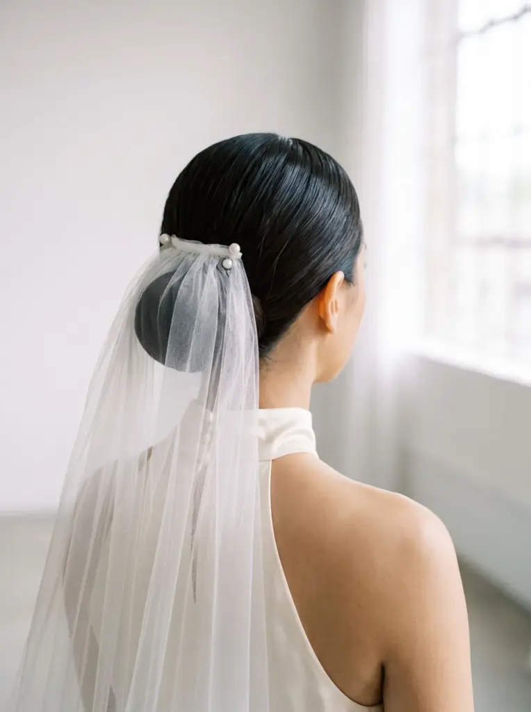 Clean Sleek Bun With Veil