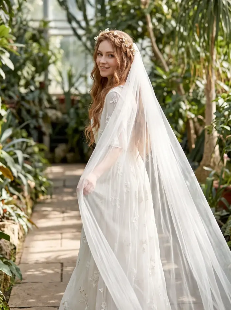 Crown Braid With a Trailing Veil