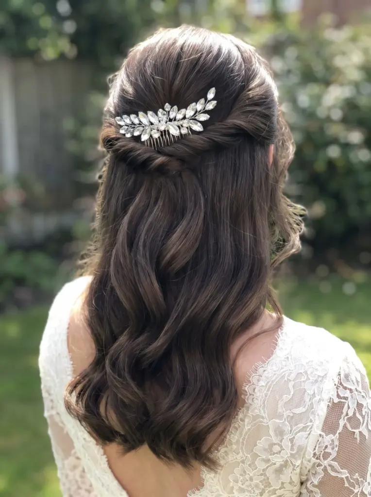 Crystal Comb Half Up Hair