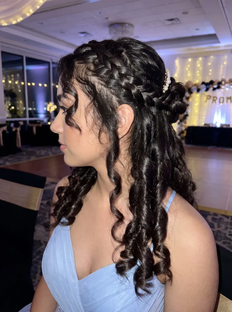 Curly Braided Half Up Prom