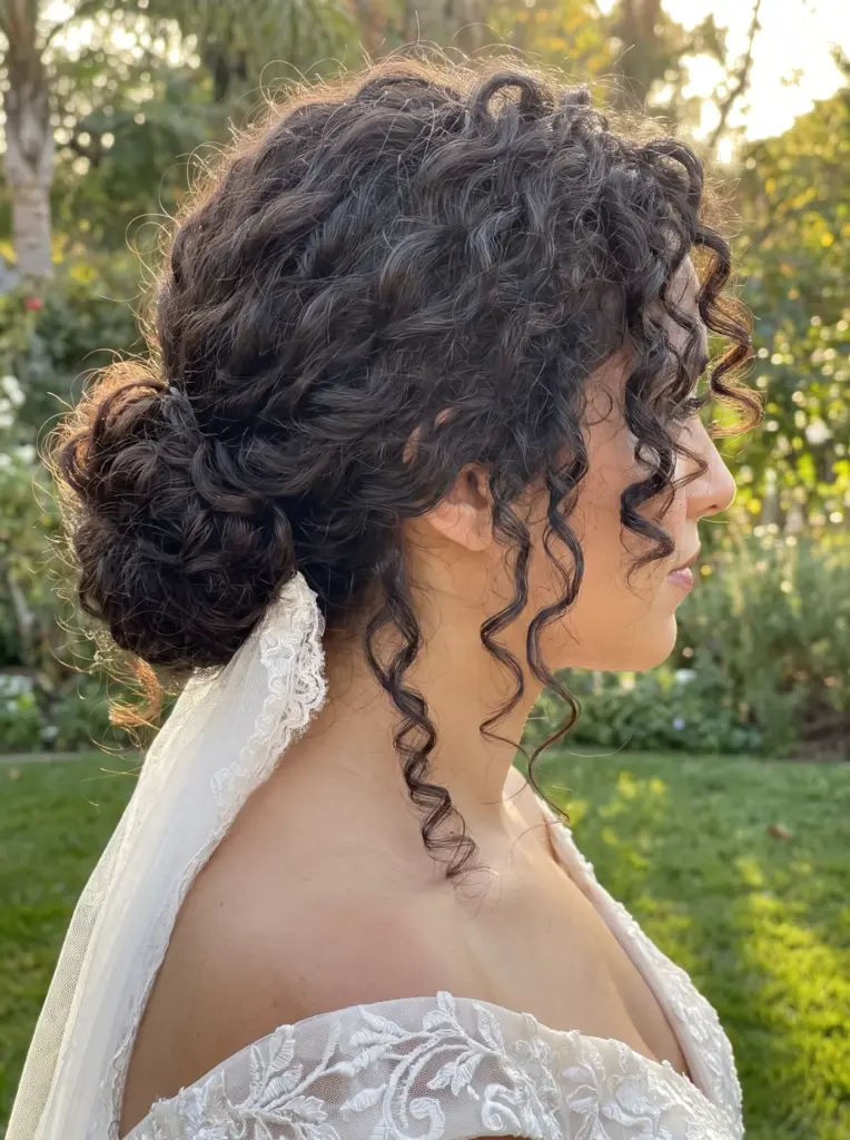 Curly Low Bun Bridal Updo