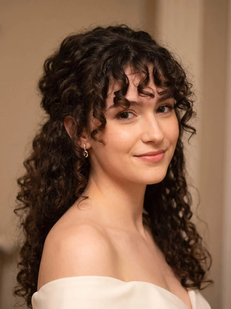 Curly Prom Hair Curtain Bangs