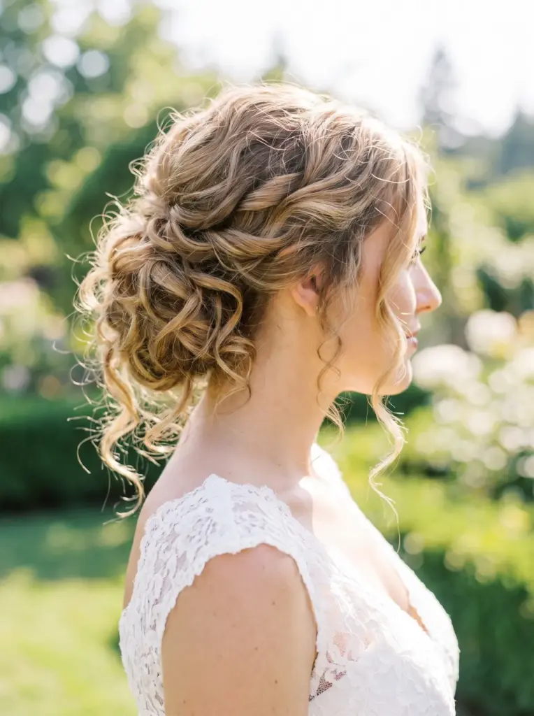 Curly Wedding Updo Medium Hair