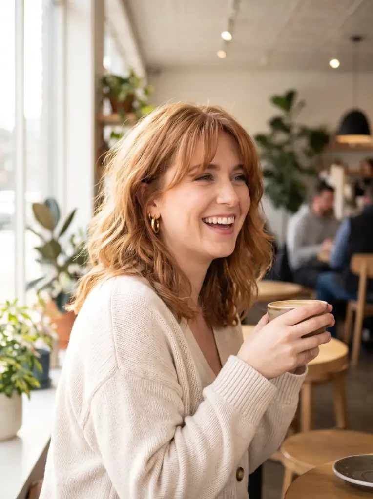 Curtain Bangs Look For Medium Length Hair
