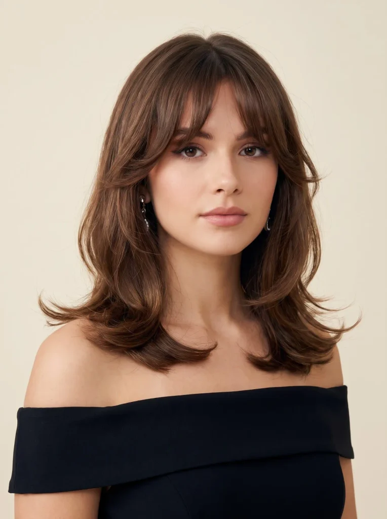 Curtain Bangs Shoulder Length Prom