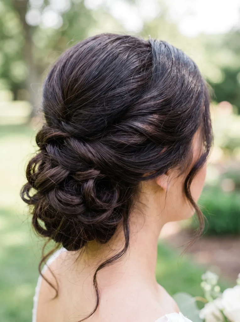 Dark Hair Romantic Wedding Updo