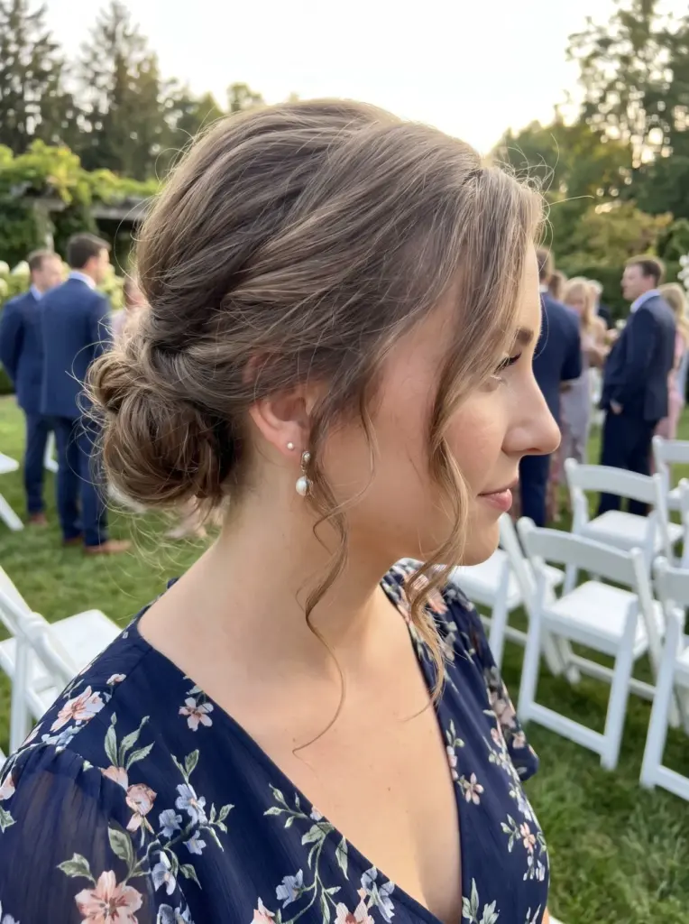 Effortless Low Bun For Wedding Guests