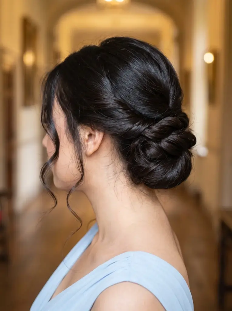 Elegant Twisted Low Prom Updo