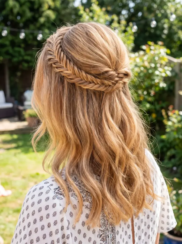 Fishtail Braid Half Up Style