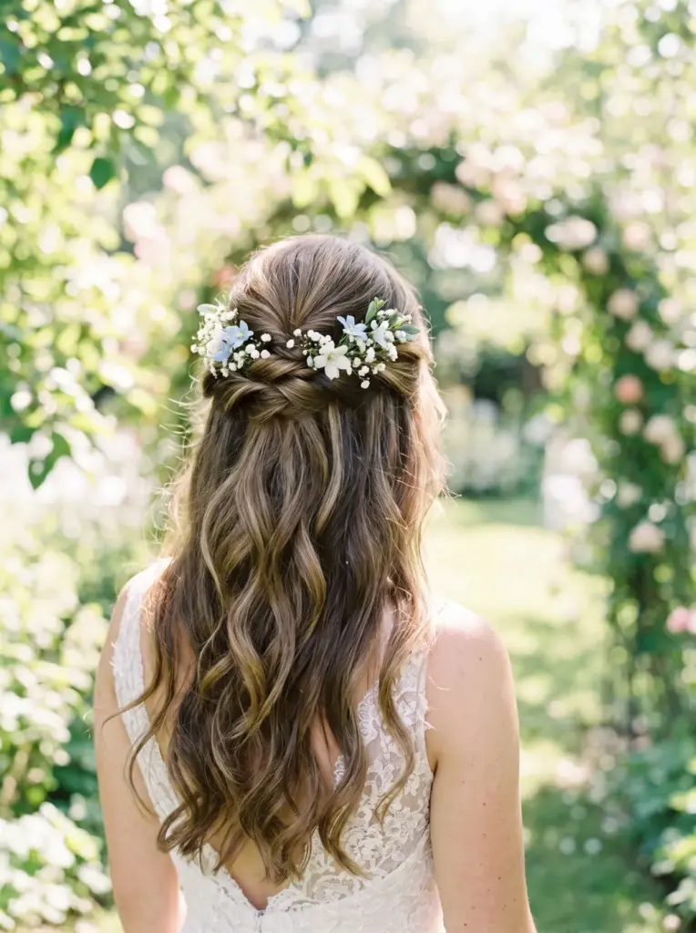 Floral Half Up Bridal Hairstyle