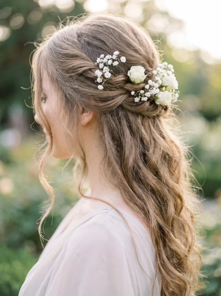 Floral Half Up Prom Hair