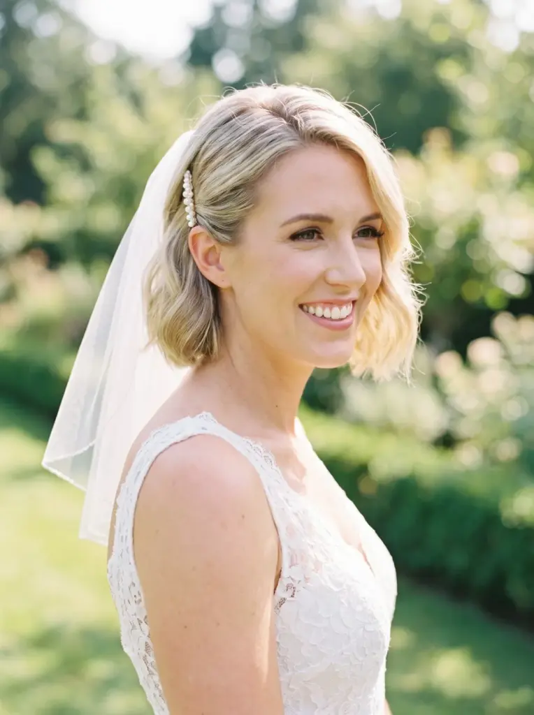 Fresh Short Blonde Bridal Bob