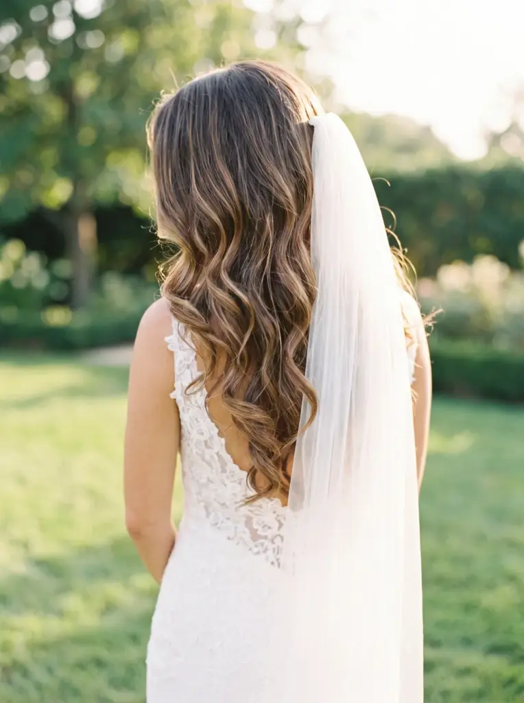 Glossy Balayage Waves Bridal Hair