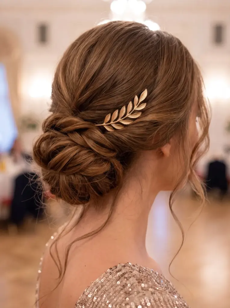 Gold Accessory Twisted Prom Bun