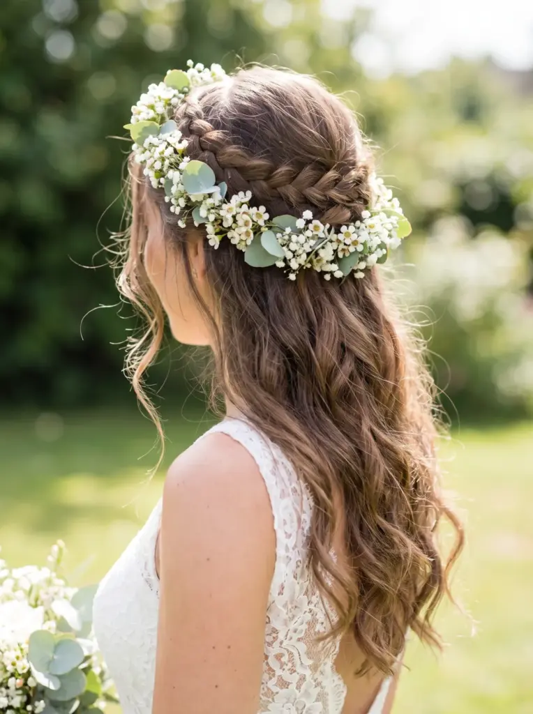 Half Up Bridal Hair Flower Crown