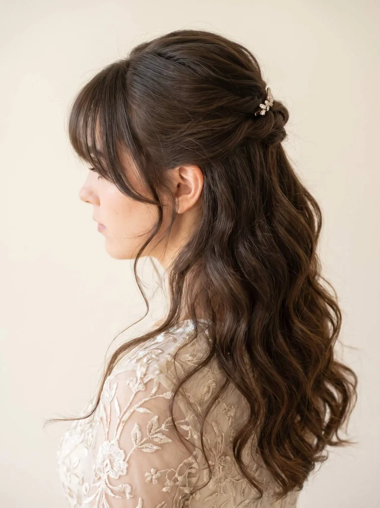 Half Up Half Down Curtain Bangs
