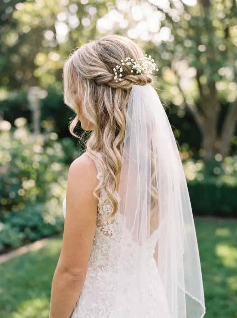 Half Up Half Down With Veil