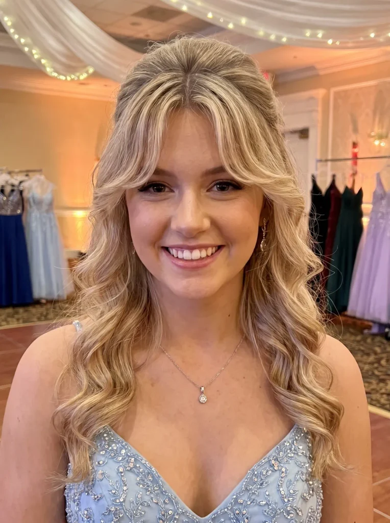 Half Up Prom Hair Front View