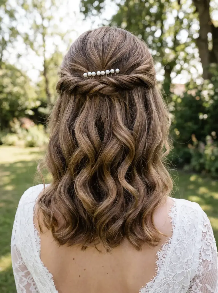 Half-Up Waves With Pearl Pins
