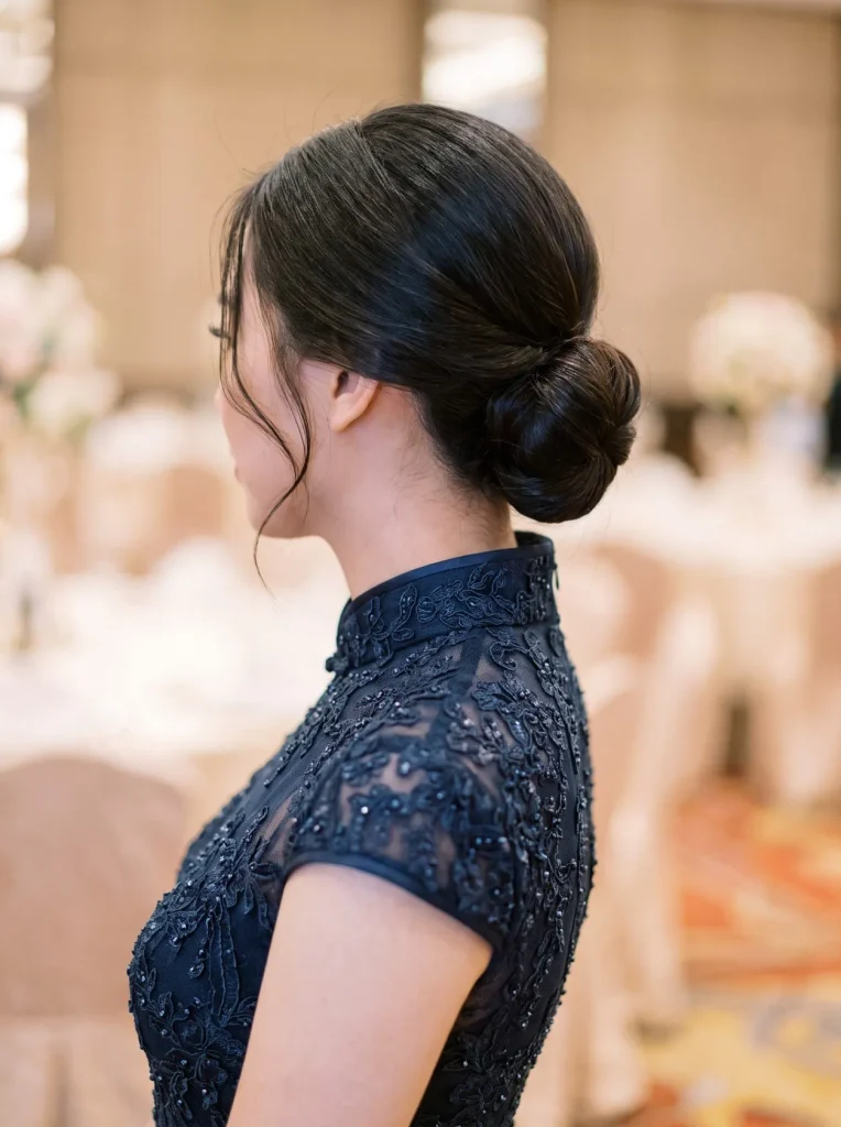 High Neck Ball Gown Bun