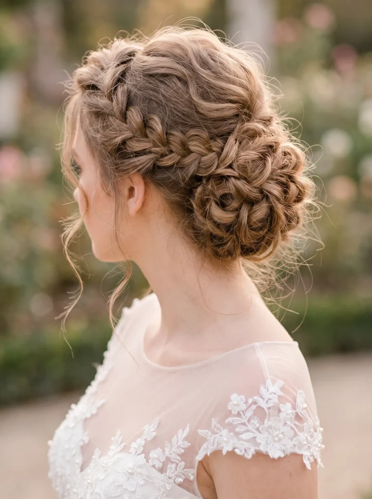 Illusion Neckline Airy Braided Updo